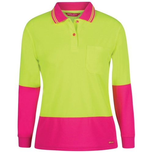 WORKWEAR, SAFETY & CORPORATE CLOTHING SPECIALISTS JB's Ladies Hi Vis Long Sleeve Comfort Polo