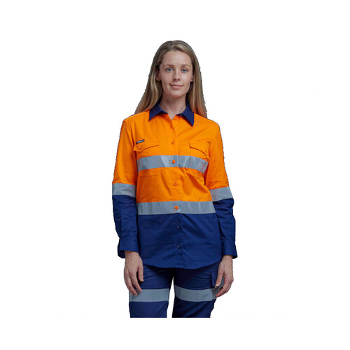 WORKWEAR, SAFETY & CORPORATE CLOTHING SPECIALISTS Workcool - Workcool 2 Women's Reflect Spliced Shirt L/S 'Hoop' Pattern
