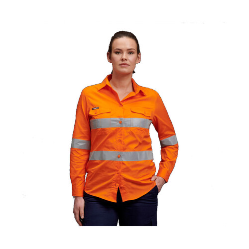WORKWEAR, SAFETY & CORPORATE CLOTHING SPECIALISTS - Workcool - Workcool 2 Women's Reflective Shirt L/S 'Hoop' Pattern