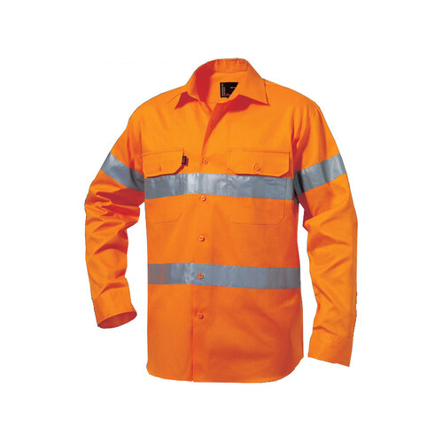WORKWEAR, SAFETY & CORPORATE CLOTHING SPECIALISTS - Originals - Hi-Vis Reflective Drill Shirt L/S - 'Hoop' Pattern