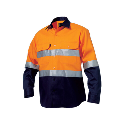 WORKWEAR, SAFETY & CORPORATE CLOTHING SPECIALISTS - Originals - Hi-Vis Reflective Spliced Drill Shirt L/S - 'Hoop' Pattern