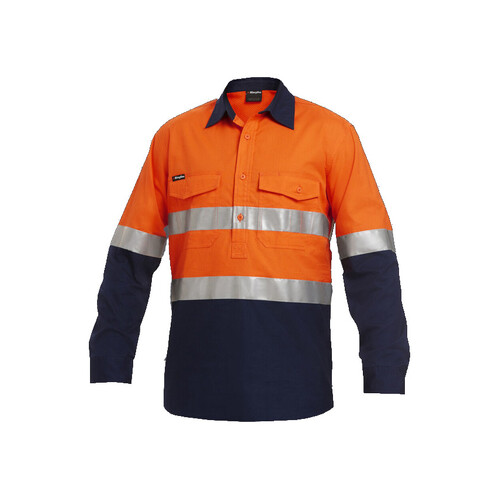 WORKWEAR, SAFETY & CORPORATE CLOTHING SPECIALISTS Workcool - Workcool 2 Reflective Spliced Closed Front Shirt L/S 'Hoop' Pattern