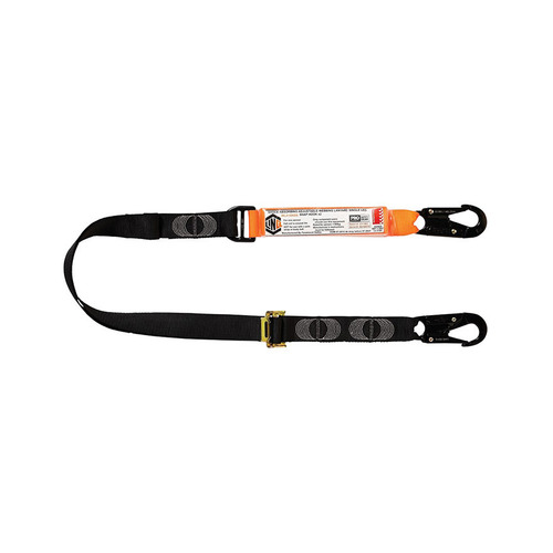 WORKWEAR, SAFETY & CORPORATE CLOTHING SPECIALISTS - LINQ Elite Single Leg Shock Absorbing 2M Adjustable Lanyard with Hardware SN X2