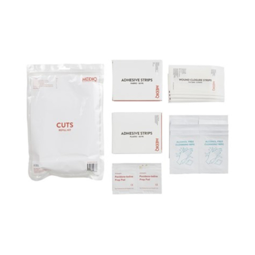 WORKWEAR, SAFETY & CORPORATE CLOTHING SPECIALISTS MEDIQ FIRST AID KIT REFILL MODULE #5 CUTS  IN ZIPLOCK BAG CLEAR/WHITE