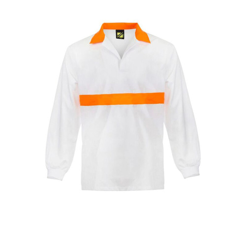 WORKWEAR, SAFETY & CORPORATE CLOTHING SPECIALISTS Food Industry L/S Jac Shirt - Hi Vis Orange Stripe