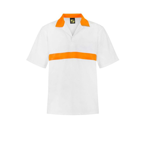 WORKWEAR, SAFETY & CORPORATE CLOTHING SPECIALISTS FOOD INDUSTRY S/S JAC SHIRT - HI VIS ORANGE STRIPE