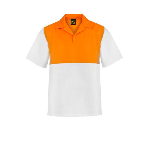 WORKWEAR, SAFETY & CORPORATE CLOTHING SPECIALISTS - FOOD INDUSTRY S/S JAC SHIRT - HI VIS ORANGE PANEL