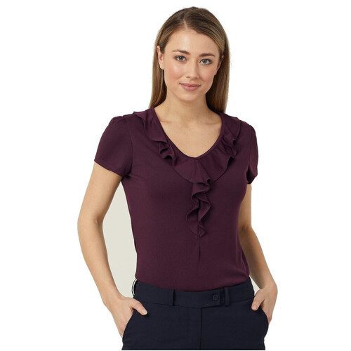 WORKWEAR, SAFETY & CORPORATE CLOTHING SPECIALISTS - NNT - MATT JERSEY CAP SLEEVE RUFFLE NECK T-TOP