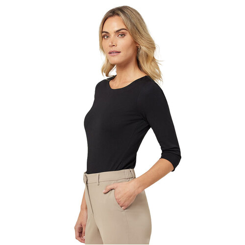 WORKWEAR, SAFETY & CORPORATE CLOTHING SPECIALISTS MATT JERSEY BOAT NECK 3/4 SLEEVE TOP - Womens