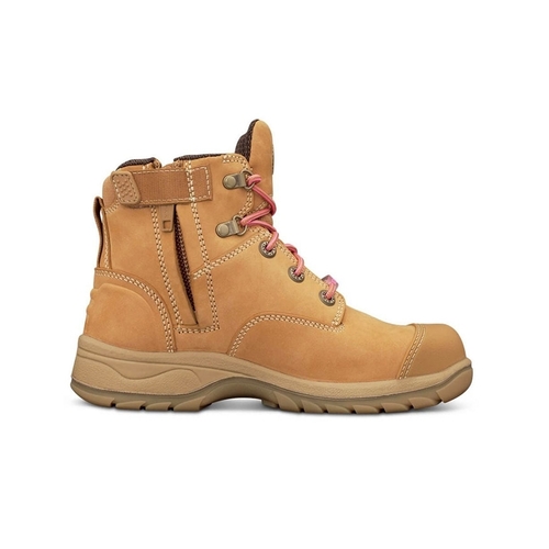 WORKWEAR, SAFETY & CORPORATE CLOTHING SPECIALISTS - PB 49 - Womens Ankle Height Zip Side Lace Up Boot - Wheat