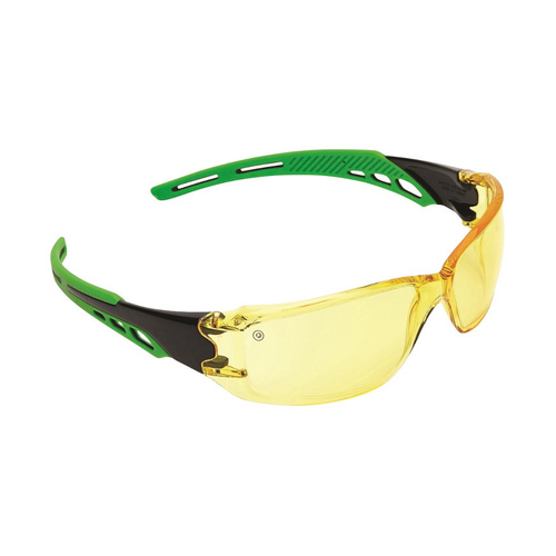 WORKWEAR, SAFETY & CORPORATE CLOTHING SPECIALISTS Cirrus Green Arms Safety Glasses Amber A/F Lens