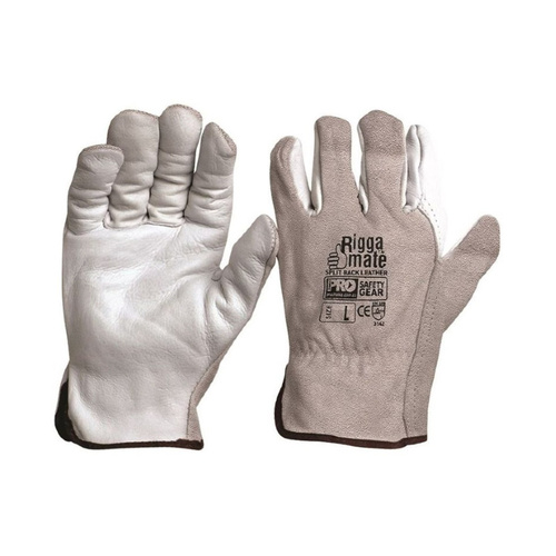 WORKWEAR, SAFETY & CORPORATE CLOTHING SPECIALISTS - Riggamate Natural Cowgrain Palm / Split Back Gloves