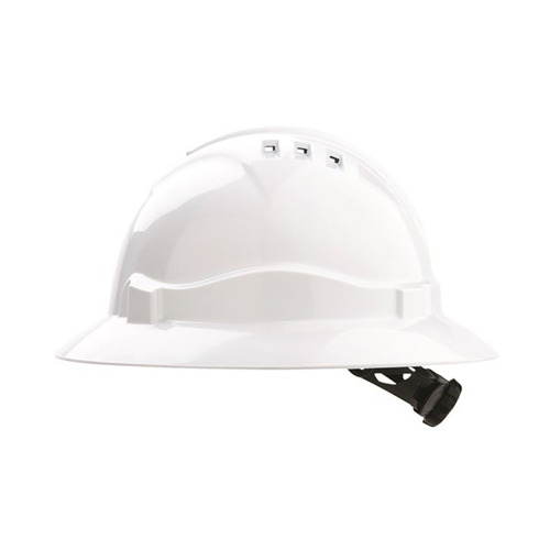 WORKWEAR, SAFETY & CORPORATE CLOTHING SPECIALISTS - V6 Hard Hat Vented Full Brim Ratchet Harness