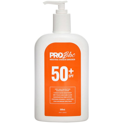 WORKWEAR, SAFETY & CORPORATE CLOTHING SPECIALISTS - PROBLOC SPF 50 + Sunscreen 500mL Pump Bottle