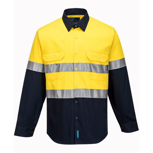 WORKWEAR, SAFETY & CORPORATE CLOTHING SPECIALISTS - Hi-Vis Two Tone Regular Weight Long Sleeve Shirt with Tape (Old WWNC1001A)