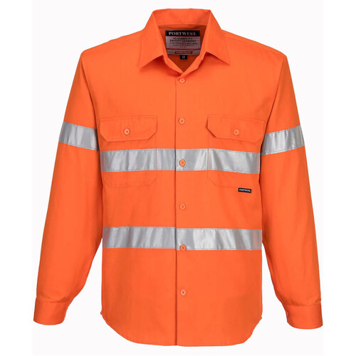 WORKWEAR, SAFETY & CORPORATE CLOTHING SPECIALISTS Hi-Vis Regular Weight Long Sleeve Shirt With Tape (Old WW1901A)