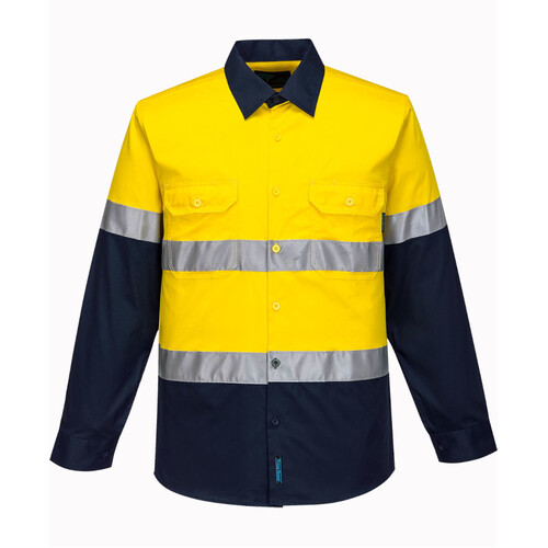 WORKWEAR, SAFETY & CORPORATE CLOTHING SPECIALISTS - Hi-Vis Two Tone Lightweight Long Sleeve Shirt with Tape (Old WWL8001A)