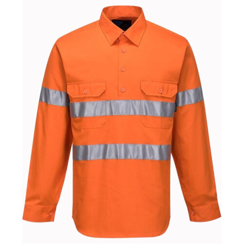 WORKWEAR, SAFETY & CORPORATE CLOTHING SPECIALISTS - Hi-Vis Long Sleeve Closed Front Shirt with Tape (Old WW1901AC)