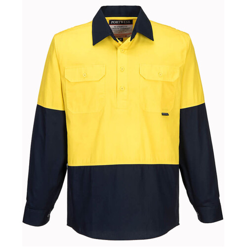 WORKWEAR, SAFETY & CORPORATE CLOTHING SPECIALISTS Hi-Vis Two Tone Lightweight Long Sleeve Closed Front Shirt (Old WWL801C)