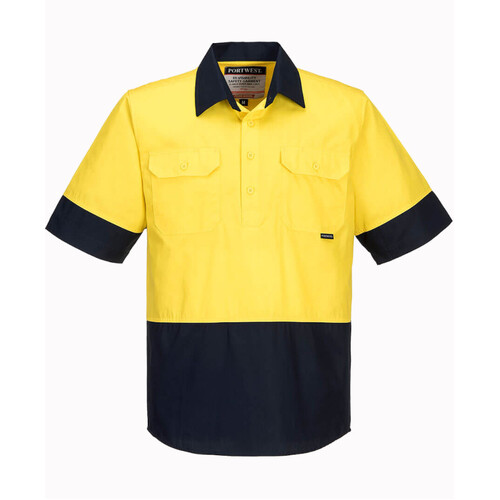 WORKWEAR, SAFETY & CORPORATE CLOTHING SPECIALISTS - Hi-Vis Two Tone Lightweight Short Sleeve Closed Front Shirt (Old WWL802C)