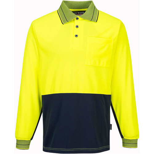 WORKWEAR, SAFETY & CORPORATE CLOTHING SPECIALISTS Long Sleeve Micromesh Two-Tone Polo (Old HV113)