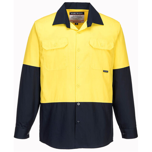 WORKWEAR, SAFETY & CORPORATE CLOTHING SPECIALISTS - Hi-Vis Two Tone Lightweight Long Sleeve Shirt (Old WWL801)