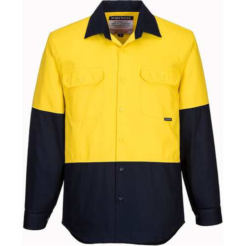 WORKWEAR, SAFETY & CORPORATE CLOTHING SPECIALISTS - Hi-Vis Two Tone Regular Weight Long Sleeve Shirt (Old WWNC901)