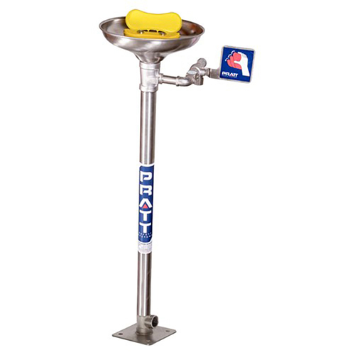 WORKWEAR, SAFETY & CORPORATE CLOTHING SPECIALISTS PRATT PEDESTAL MOUNTED EYE & FACE WASH NOZZLE WITH BOWL NO FOOT TREADLE