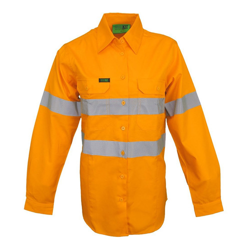 WORKWEAR, SAFETY & CORPORATE CLOTHING SPECIALISTS - Hi-Vis Womens 2 Tone Lightweight Ripstop Breathable Taped Shirt