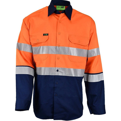 WORKWEAR, SAFETY & CORPORATE CLOTHING SPECIALISTS - HI-VIS LIGHTWEIGHT LONG SLEEVE BIOMOTION TAPED SHIRT