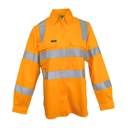 WORKWEAR, SAFETY & CORPORATE CLOTHING SPECIALISTS - HI-VIS WOMENS LIGHTWEIGHT VIC RAIL TAPED SHIRT