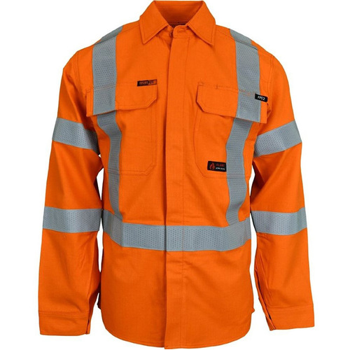 WORKWEAR, SAFETY & CORPORATE CLOTHING SPECIALISTS FLAREX RIPSTOP PPE2 FR INHERENT 197GSM NSW RAIL TAPED SHIRT