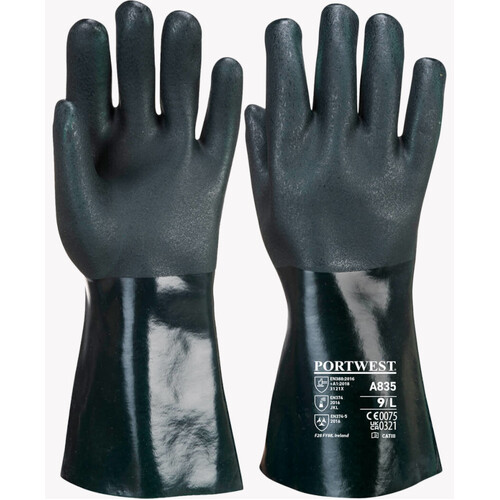 WORKWEAR, SAFETY & CORPORATE CLOTHING SPECIALISTS Double Dipped PVC Gauntlet 35cm