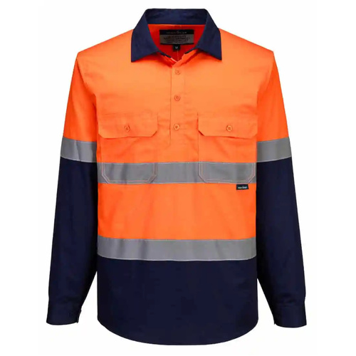 WORKWEAR, SAFETY & CORPORATE CLOTHING SPECIALISTS Hi-Vis Contrast closed front shirt L/S
