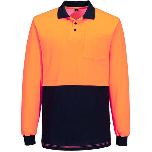 WORKWEAR, SAFETY & CORPORATE CLOTHING SPECIALISTS Hi-Vis Cotton Comfort Contrast Class D Polo Shirt L/S