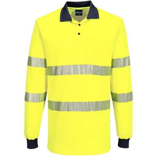 WORKWEAR, SAFETY & CORPORATE CLOTHING SPECIALISTS Hi-Vis Cotton Comfort Polo Shirt L/S