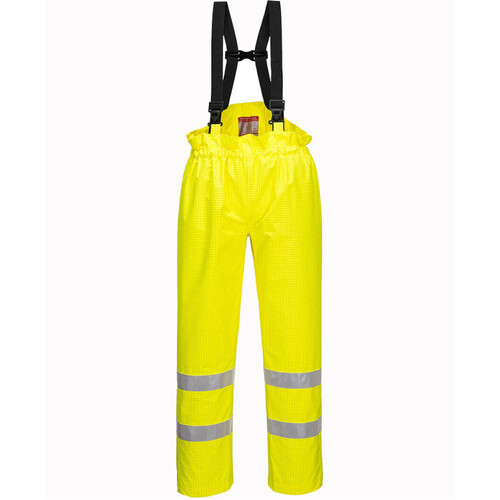 WORKWEAR, SAFETY & CORPORATE CLOTHING SPECIALISTS - BIZFLAME RAIN UNLINED - HI-VIS ANTISTATIC FR PANTS