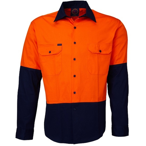 WORKWEAR, SAFETY & CORPORATE CLOTHING SPECIALISTS - Open Front 2 Tone L/S Shirt