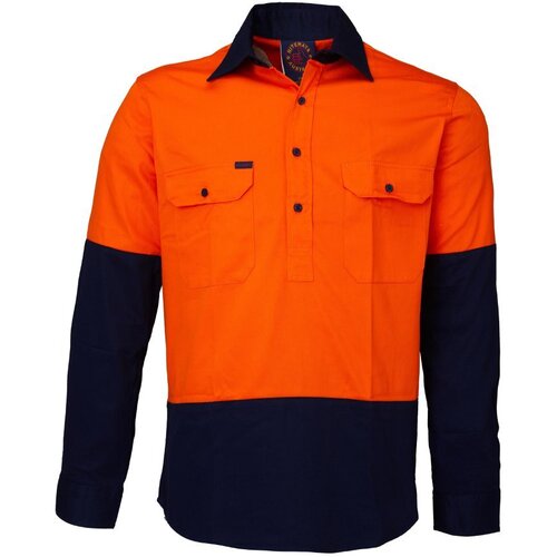 WORKWEAR, SAFETY & CORPORATE CLOTHING SPECIALISTS - Closed Front 2 Tone L/S Shirt