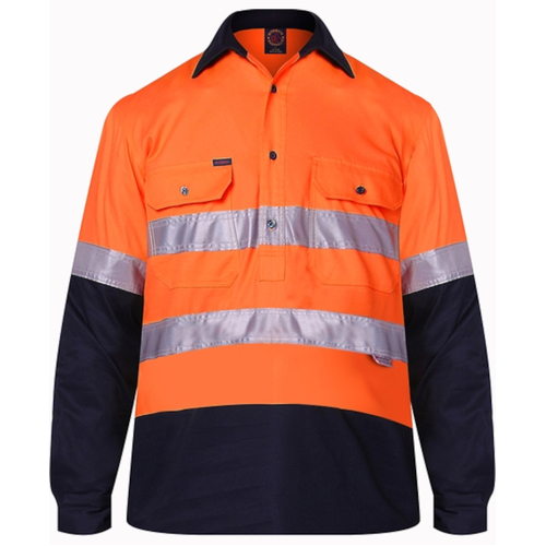 WORKWEAR, SAFETY & CORPORATE CLOTHING SPECIALISTS 2 Tone Closed Front L/S Shirt with 3M 8910 Reflective Tape