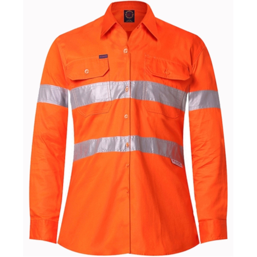 WORKWEAR, SAFETY & CORPORATE CLOTHING SPECIALISTS - Ladies Long Sleeve Vented Shirts w/ 3M 8910 Reflective Tape