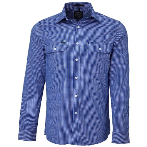 WORKWEAR, SAFETY & CORPORATE CLOTHING SPECIALISTS Pilbara Men's Long Sleeve Shirt - Double Pockets - Small Check