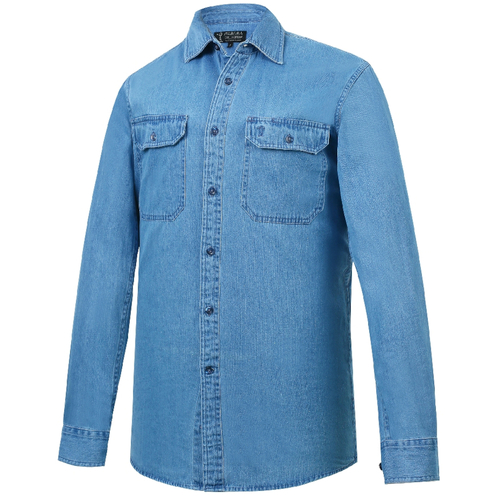WORKWEAR, SAFETY & CORPORATE CLOTHING SPECIALISTS - Men's Front Flap Dual Pocket, Classic Fit, Long Sleeve Denim Shirt