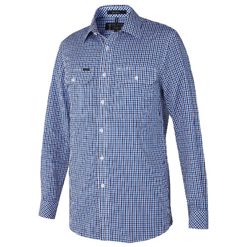 WORKWEAR, SAFETY & CORPORATE CLOTHING SPECIALISTS - Pilbara Mens Y/D Check, Dual Pocket, L/S Shirt