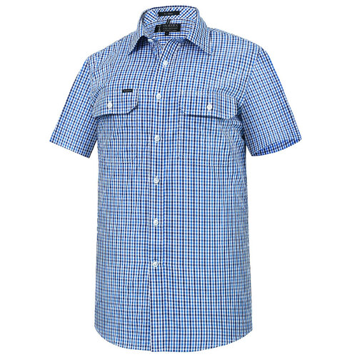 WORKWEAR, SAFETY & CORPORATE CLOTHING SPECIALISTS - Pilbara Mens Y/D Check, Dual Pocket, S/S Shirt