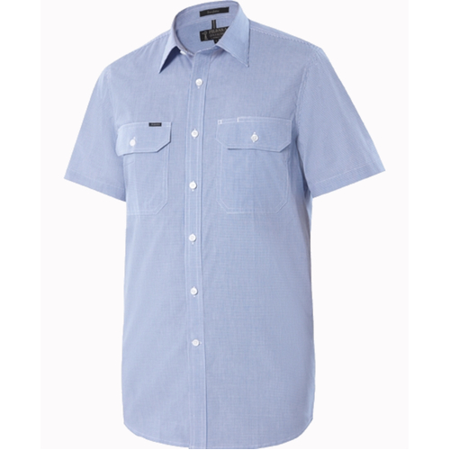 WORKWEAR, SAFETY & CORPORATE CLOTHING SPECIALISTS Pilbara Mens Y/D Check, Dual Pocket, S/S Shirt