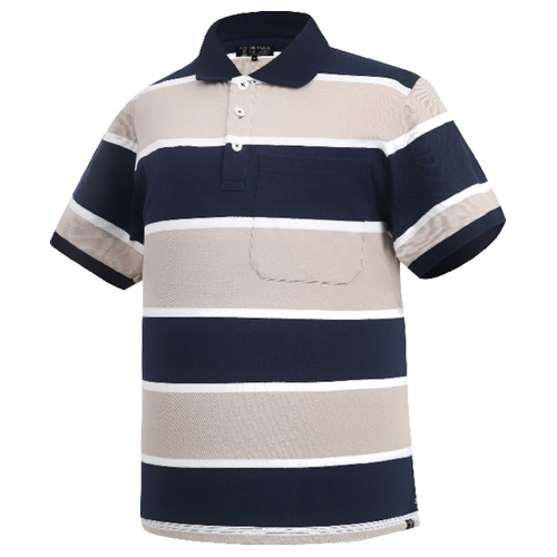 WORKWEAR, SAFETY & CORPORATE CLOTHING SPECIALISTS Pilbara Mens Y/D Striped Pocket Polo
