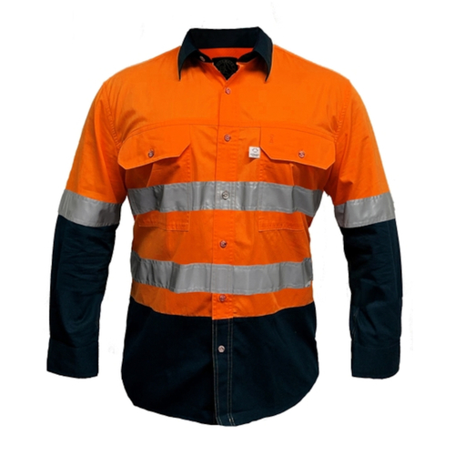 WORKWEAR, SAFETY & CORPORATE CLOTHING SPECIALISTS - Men's Australian Cotton Hi Viz Shirt Reflective