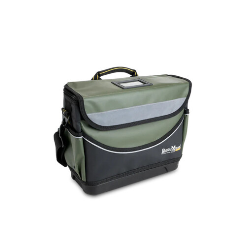 WORKWEAR, SAFETY & CORPORATE CLOTHING SPECIALISTS - DELUXE TOOL BAG • PVC • SML • 360 x 160 x 300mm • GRN/BLK • PCC • 17L • 2.2kg