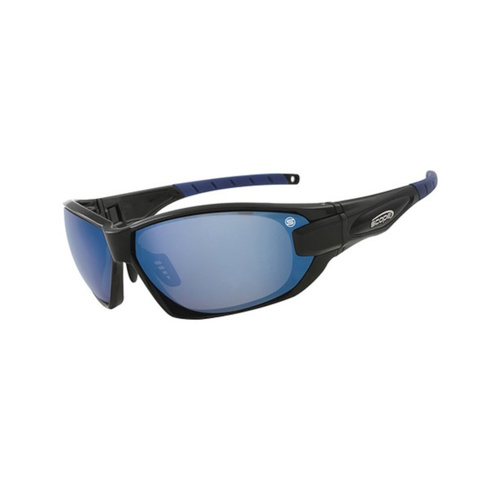 WORKWEAR, SAFETY & CORPORATE CLOTHING SPECIALISTS - DISCONTINUED - Genisys Black Gloss Frame Blue Mirror Lens
